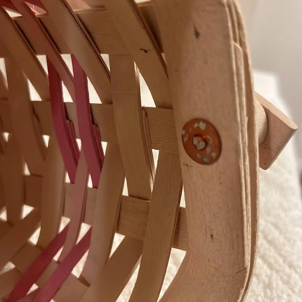 Vintage 2001 Longaberger Horizon of Hope Basket Pink Trim Swing Handle Protector